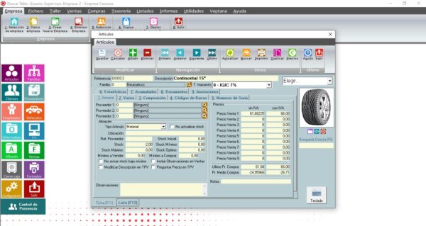 software taller doscar interfaz