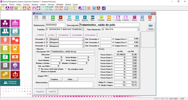 software control de gestion de peluqueria doscar