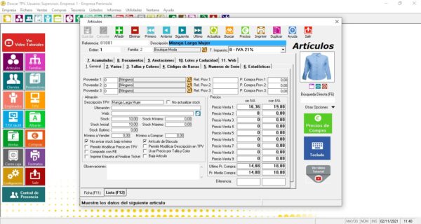 pantallazo software tpv doscar