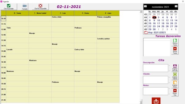 software calendario peluqueria doscar