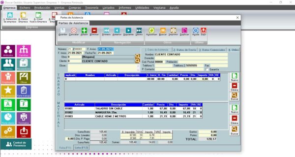 software de gestion doscar partes de asistencia