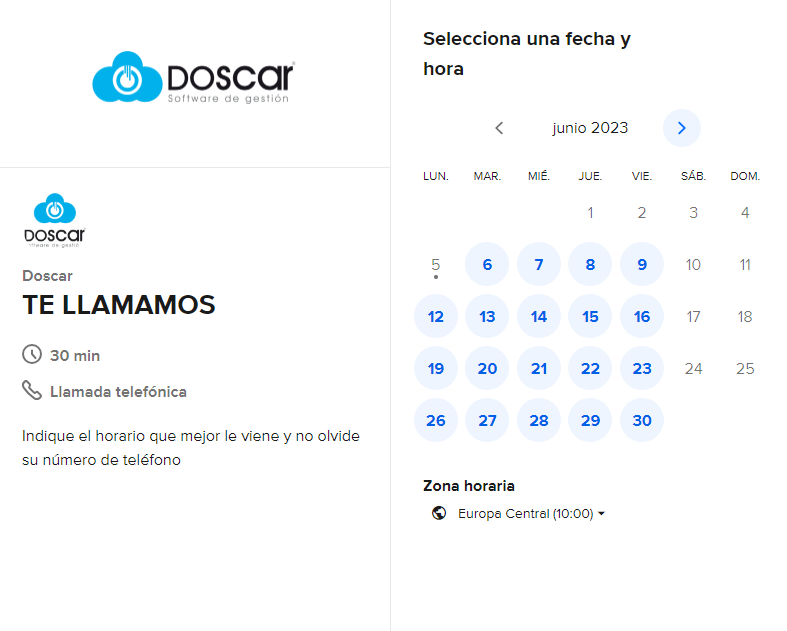 Solicitar Cita Online Calendly Doscar software de gestión