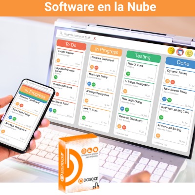 Software nGestión, con una mesa y portátil de fondo