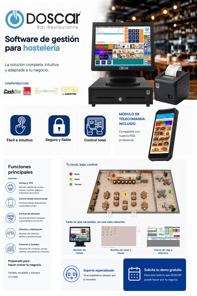 Ficha de Doscar Bar-Restaurante — software de gestión para hostelería